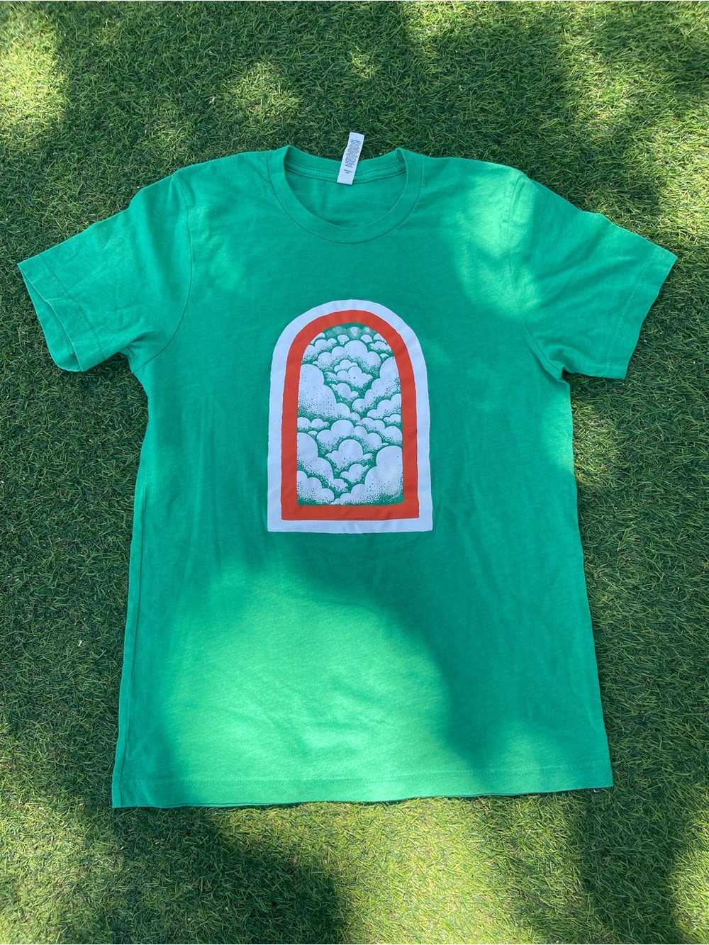 Bella Canvas Green Short-Sleeve T-Shirt with Orange & White Arch Graphic